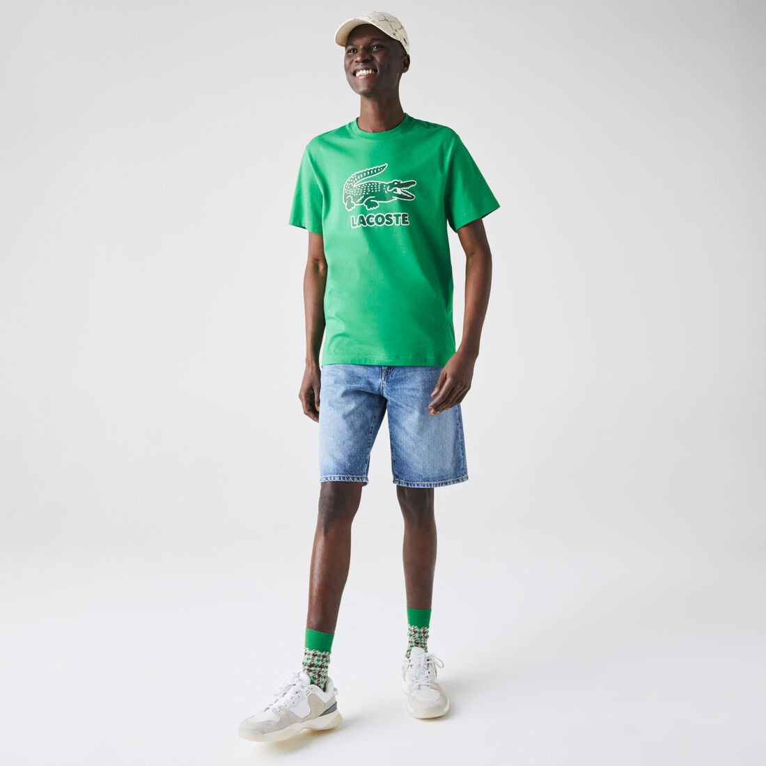 Men’s Crew Neck Crackled Logo Print Cotton T-shirt Men’s Crew Neck Crackled Logo Print Cotton T-shirt