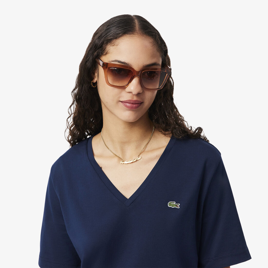 Relaxed Fit Soft Cotton V Neck T-shirt Relaxed Fit Soft Cotton V Neck T-shirt - TF7300-00-166