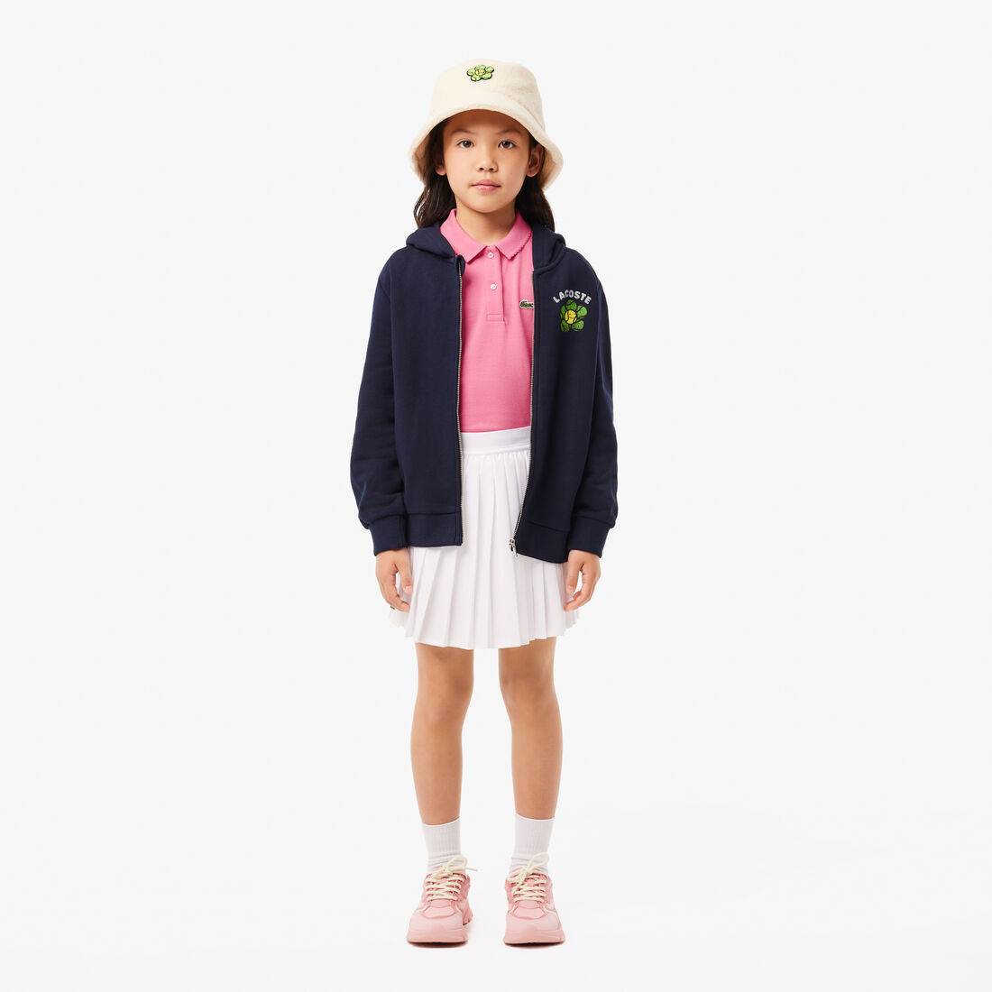 قميص بولو بيكيه بياقة مزخرفة Girls' Lacoste Scalloped Collar Mini Pique Polo Shirt - PJ3594-00-2R3